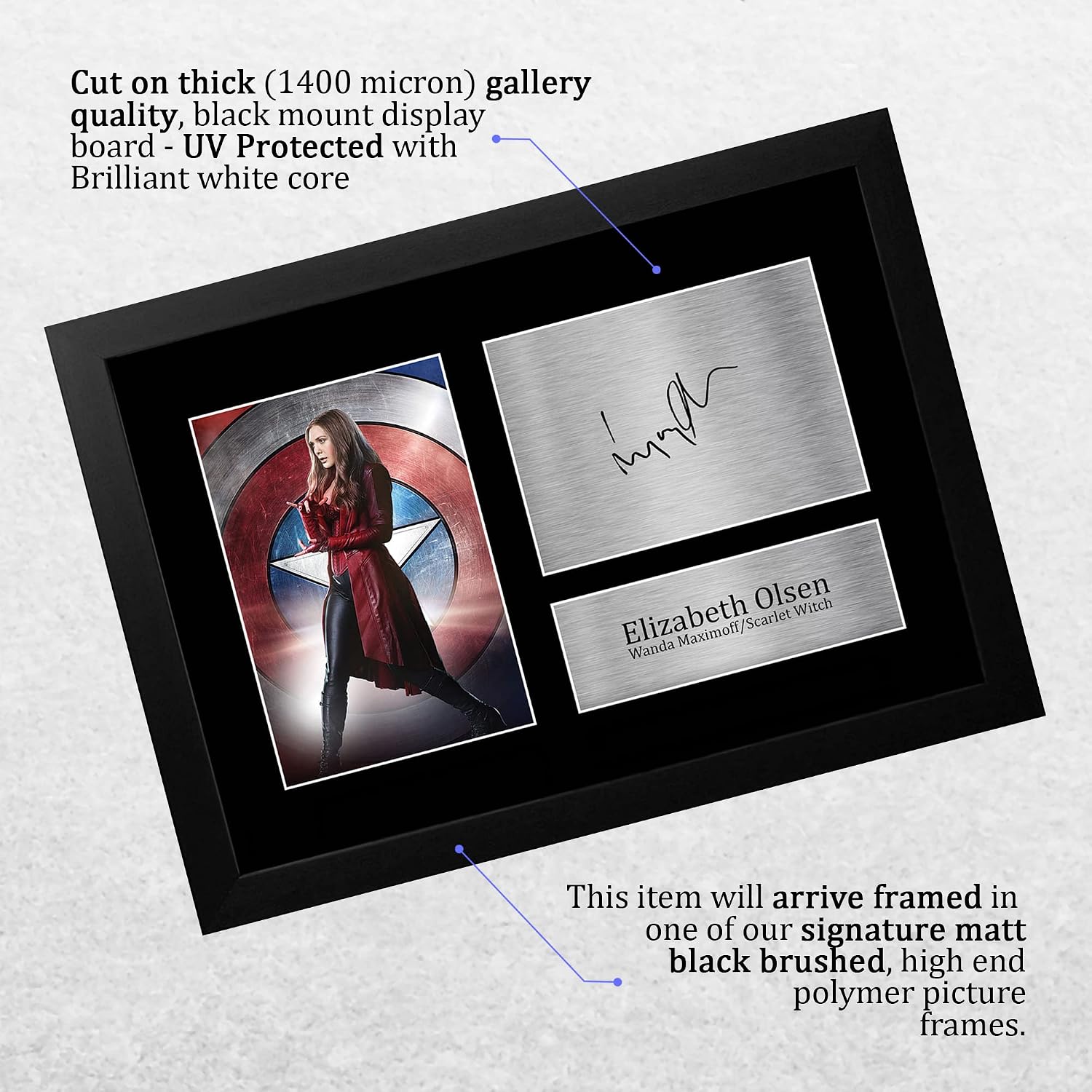 HWC Trading FR A4 Elizabeth Olsen WandaVision Scarlet Witch Gifts Printed Signed Autograph Picture for TV Show Fans - A4 Framed - Image 4