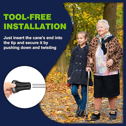 Miniatura 6 de supregear Puntas de bastón de 34 pulgadas (paquete de 2), almohadilla de goma de repuesto antideslizante para todo terreno, resistente, 0.75