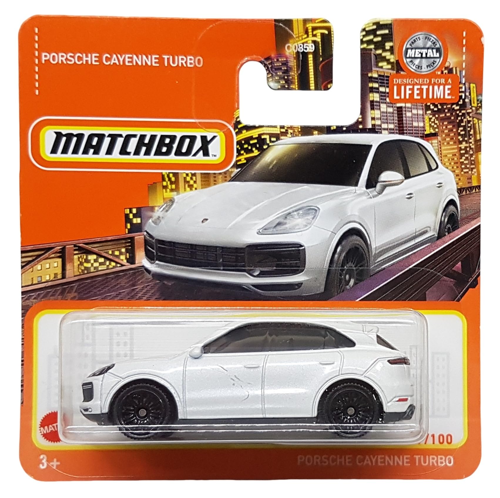 Matchbox – Porsche Cayenne Turbo – MBX Metro 27/100 – HVN96 – Short Card – Bianco – Superfast Lesney – Mattel 2024 – 1:64