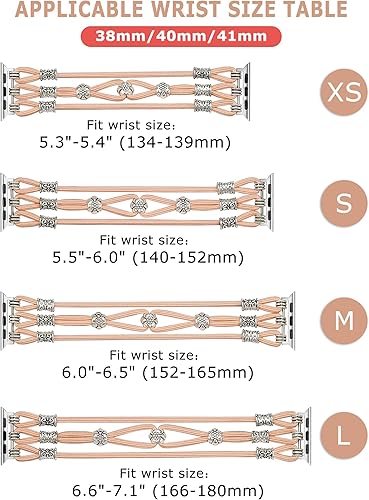 Miniatura 10 de TOYOUTHS Pulsera de cuentas compatible con Apple Watch Band de 1.651.571.571.49 pulgadas para mujer, estilo bohemio, trenzada, elástica, occidental,