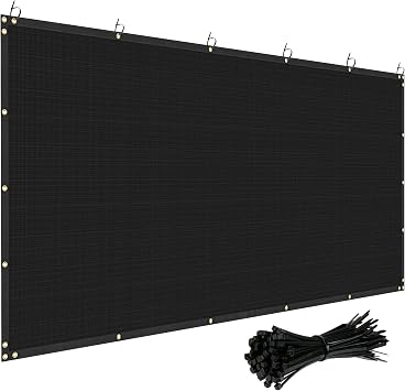 6' x 1' Fence Privacy Screen UV Blocking Mesh Fencing Covers Heavy Duty Screen Fence Windscreen with Brass Grommets for Outdoor Wall Backyard Garden Deck Patio Balcony, Black