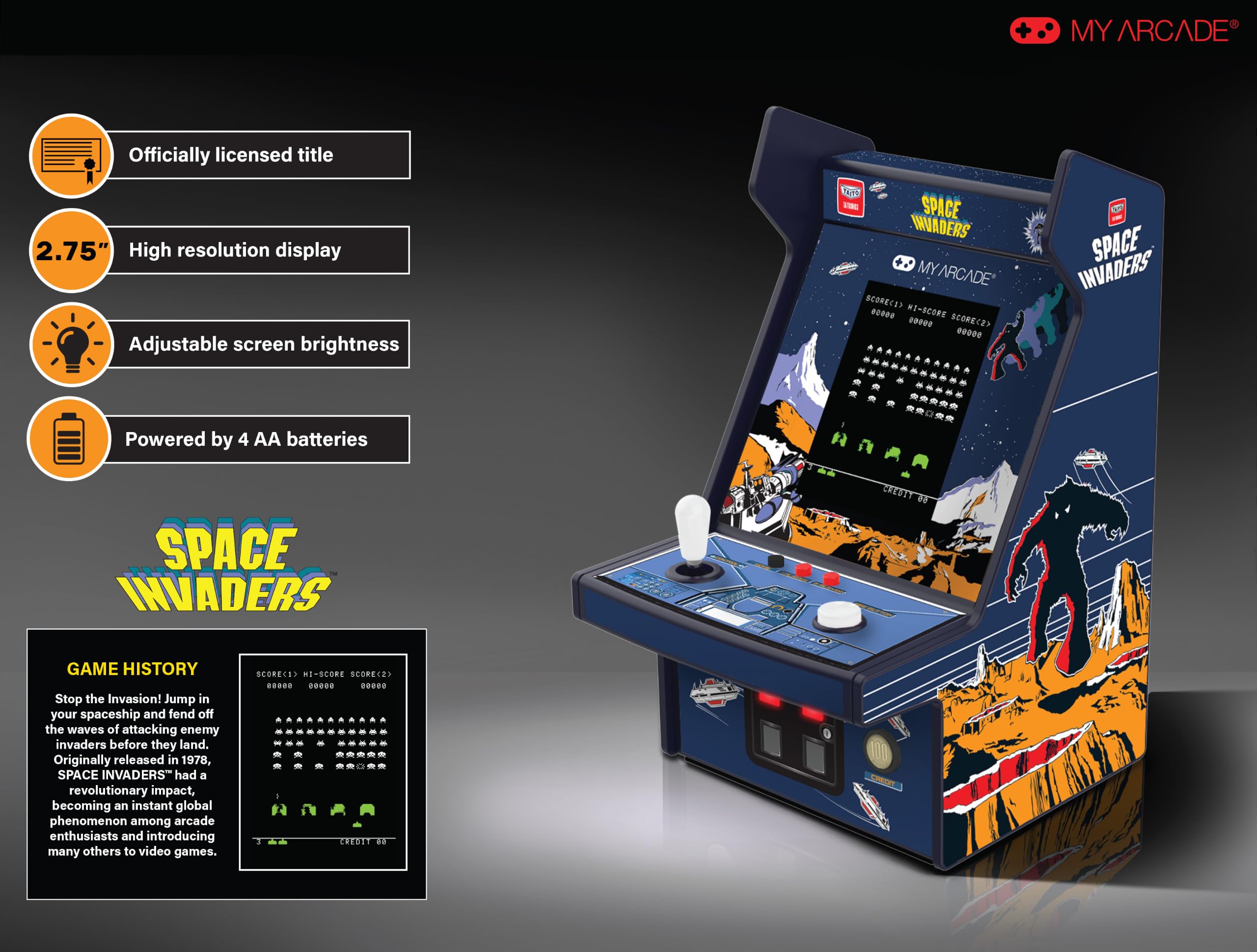 Amazon.co.jp: My Arcade Space Invaders 6.75インチ、レトロビデオ