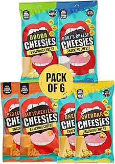 Crunchy Snacking Cheese Keto Snack | Variety Pack | 100% Cheese | Sugar Free, Gluten Free, No Carb | High Protein and Vegetarian | Crunchy, Baked and Tasty | Multipack (20 g (Pack of 6))
