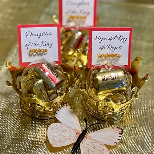 Miniatura 6 de JC HUMMINGBIRD - Corona de oro rellenable de caramelos de chocolate pequeños, decoraciones de mesa, recuerdos de fiesta