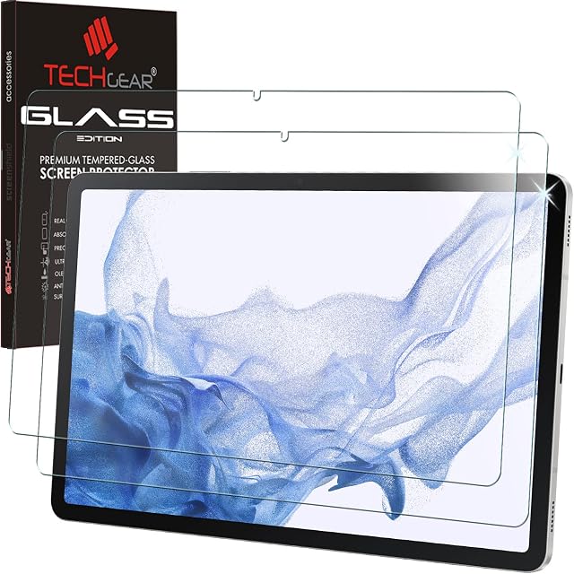 TECHGEAR [2 Pack] Galaxy Tab S8 11" GLASS Edition (SM-X700 / SM-X706) Tempered Glass Screen Protector [9H Toughness] [HD Clarity] [Responsive] [No-Bubble] For Samsung Galaxy Tab S8