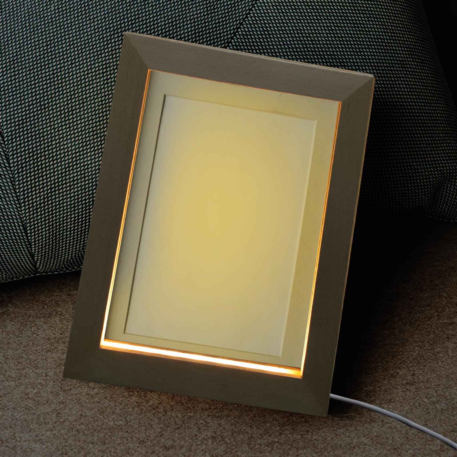 STOBAZA Marco de Fotos Luminoso LED 3d de Madera Maciza 230x170 Mm Luz Cálida para Decoración de Mesa en Hogar, Marco Único y Compacto para Exhibición Significativa de Fotos
