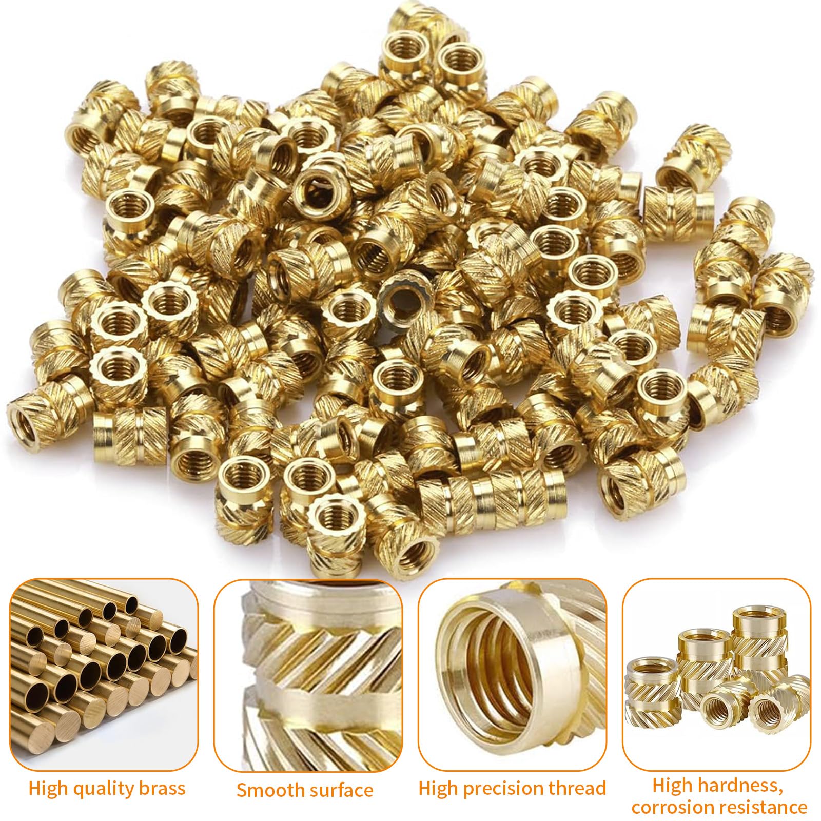 300Pcs Threaded Inserts, Hot Melt Injection Embedment Nut,Brass Heat Set Insert - Image 3