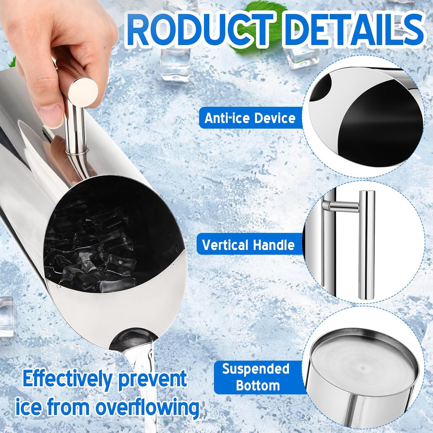 3 Pack Stainless Steel Water Pitcher 35 oz / 1 L Modern Metal Pitcher with Ice Guard Silver Carafe Drink with Handle or Iced Hot Drink Tea Juice Coffee Beer - Image 3