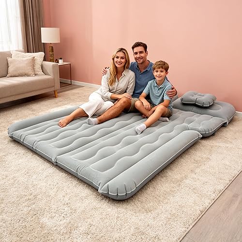 Miniatura 3 de WEY&FLY Colchón de aire de coche para SUV, cama de viaje de inflado rápido con bomba de aire, almohadilla de dormir portátil para acampar, se adapta
