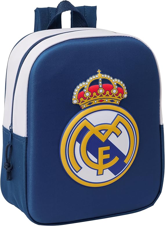 SAFTA Real Madrid 3D - Mochila de Guardería 3D, Adaptable a Carro, Fácil Limpieza, Ideal para Niños de Diferentes Edades, Cómoda y Versátil, Calidad y Resistencia, 22x10x27 cm oferta Amazon