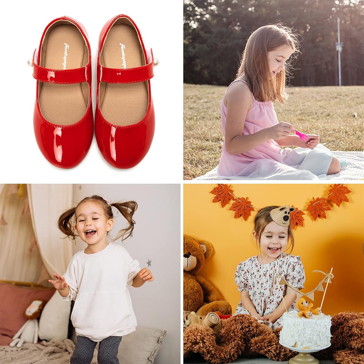 FUNKYMONKEY Toddler/Little Girl Mary Jane Dress Shoes Casual Slip on Ballet Flat - Image 2