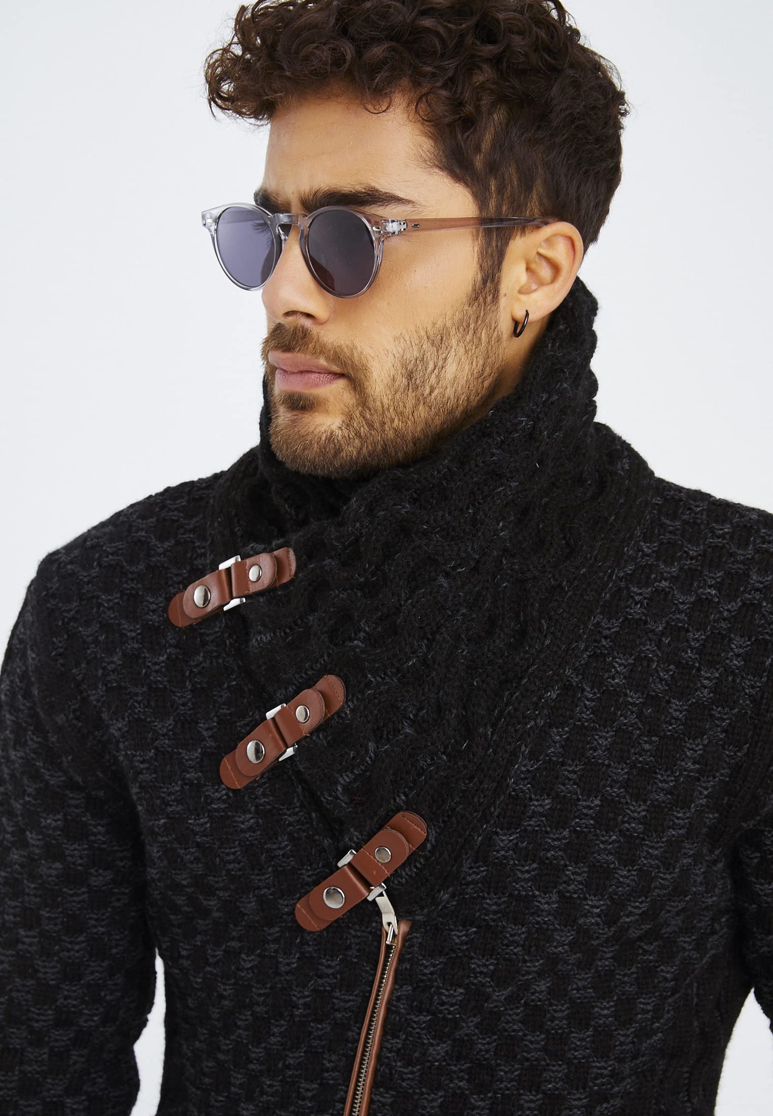 Leif Nelson Herren Strickjacke mit Reißverschluss in Regular Fit, Männer Cardigan in Langarm Design, ideal für Casual und Business-Looks