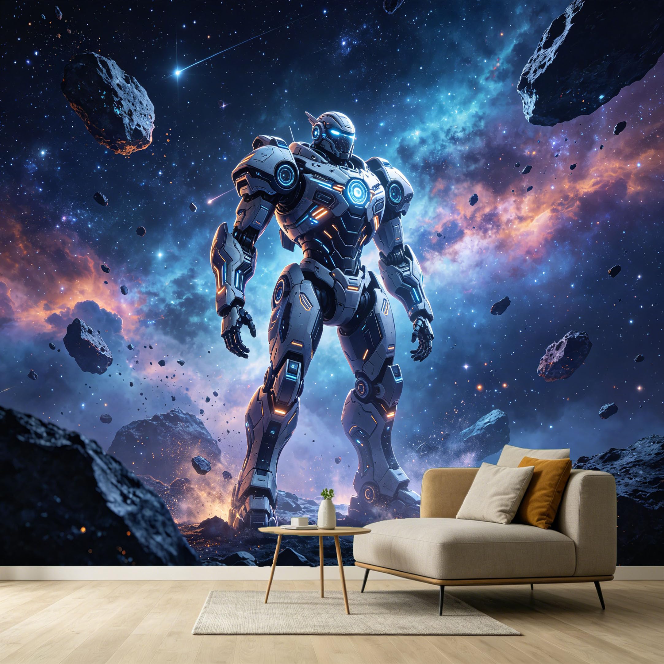 Custom Size Wall Murals Mecha Robot Galaxy Space Nebula 3D Contemporary SelfAdhesive Wall Fabric Removable Large Wallpaper for Photo Living Room Interior Decor