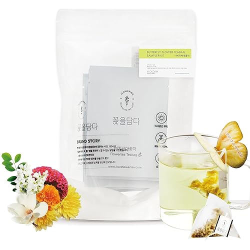 KKOKDAM Muestreador de bolsas de té de mariposa, paquete variado de té de fantasía para juego de té del día de la madre, juego de regalo coreano,