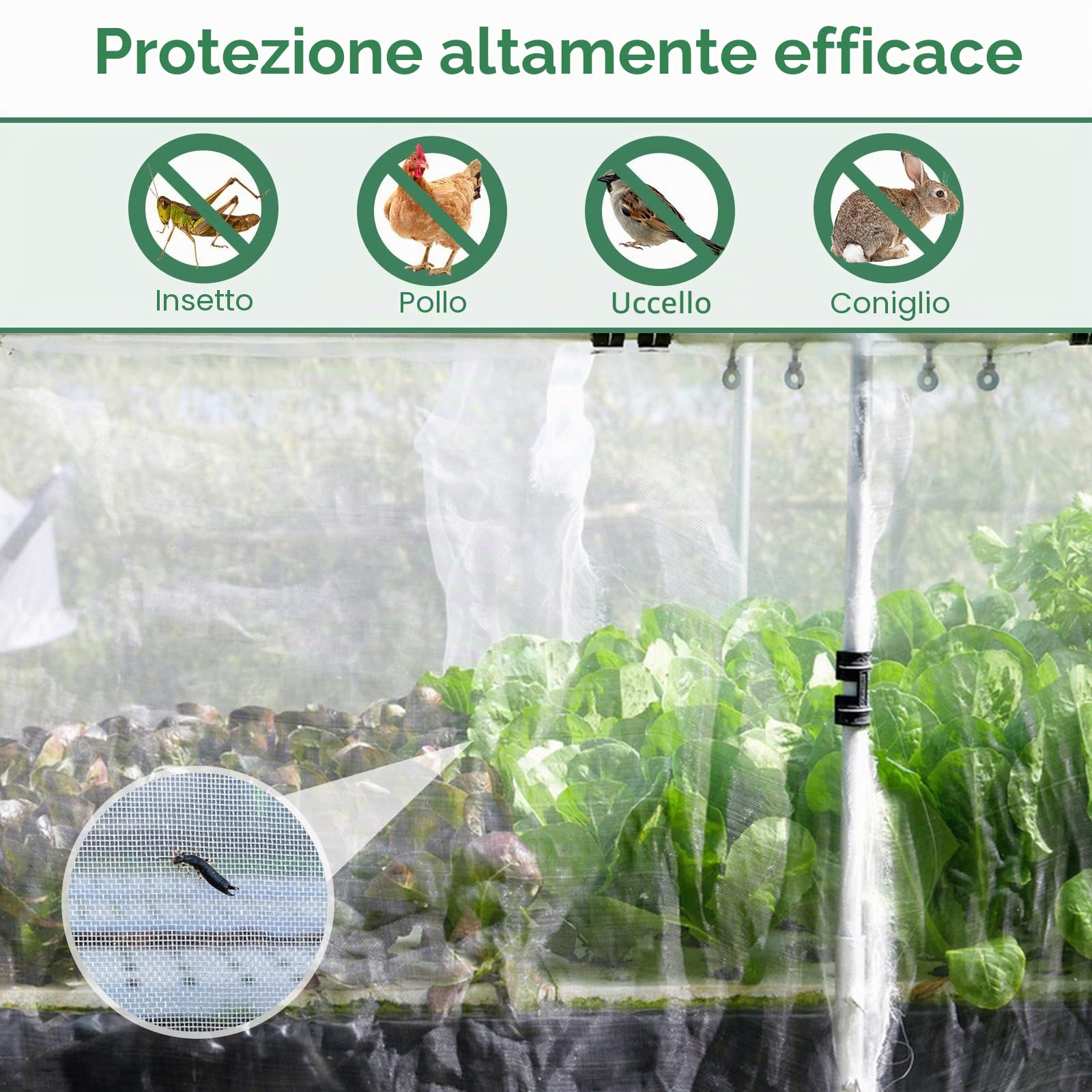 Rete da giardino Rete anti-insetti Barriera ultra fine per la protezione delle piante in rete per le coltivazioni di ortaggi, fiori, frutta e piante da serra (10x50FT)