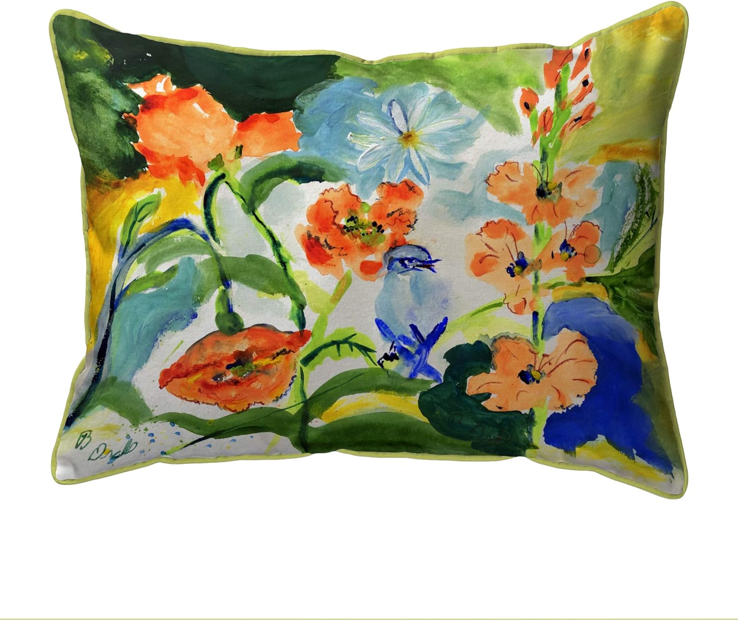 Betsy Drake My Garden Small Indoor/Outdoor Pillow 11 Inches by 14 Inches