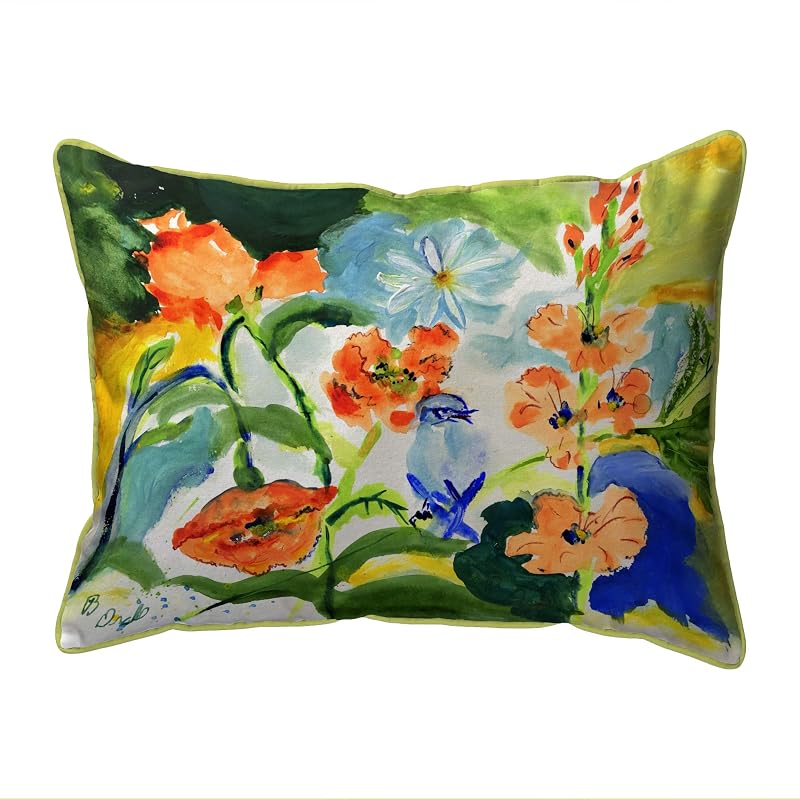 Betsy Drake My Garden Small Indoor/Outdoor Pillow 11 Inches by 14 Inches