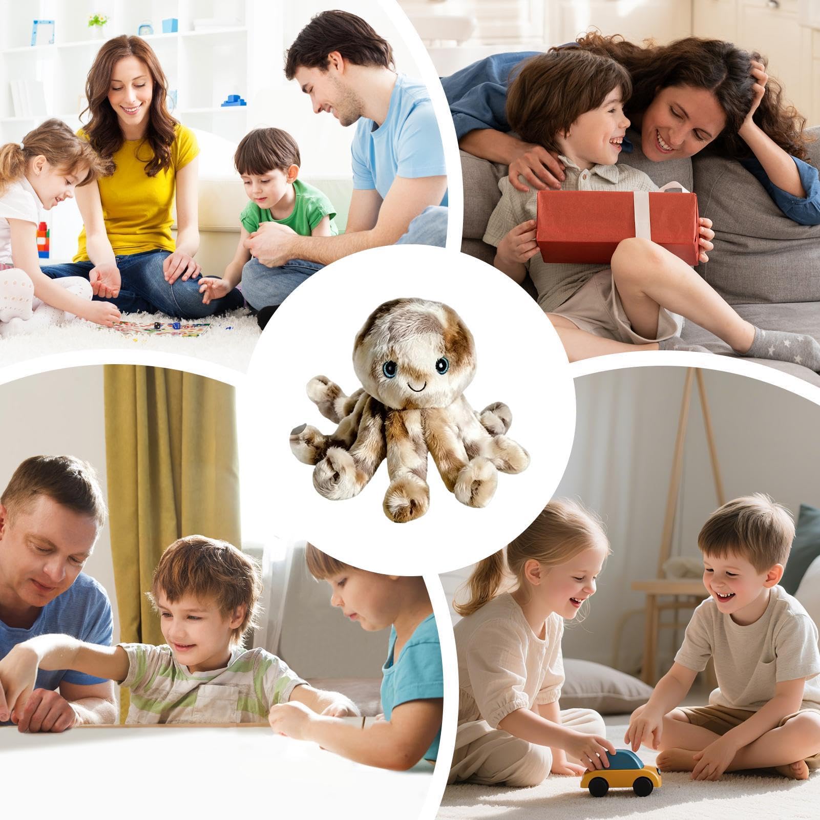 Peluche Musical Interactivo Pulpo de Peluche Recargable con Grabación de | Juguete Musical Sensorial con Ritmo de Felpa Para Niños y Niñas, Preescolar y Aprendizaje Temprano, Navidad, Cumpleañ