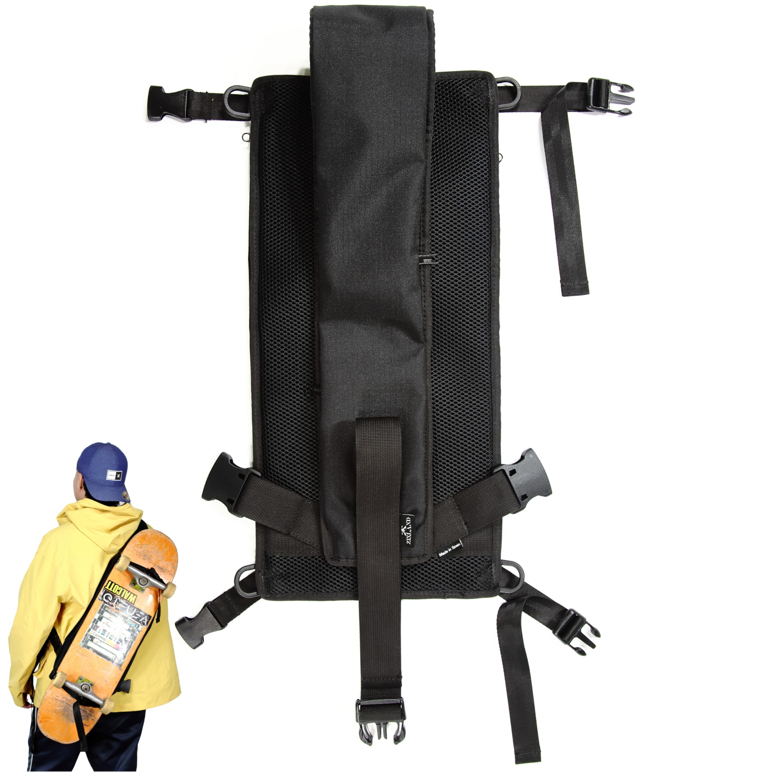 Sac Skateboard imperméable avec Poches secrètes, Sac à Dos réglable pour Planche à roulettes