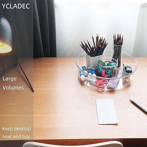 Miniatura 5 de Lazy Susan - Juego de 2 organizadores de tocadiscos Lazy Susan, organización y almacenamiento de despensa + 1 soporte para bolígrafos, soporte para