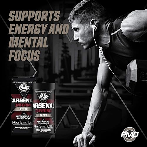 Miniatura 3 de PMD Sports Arsenal X Inferno - Quemador de grasa termogénico de gel líquido de acción rápida (120 geles líquidos) BCAA deportivo para recuperación y