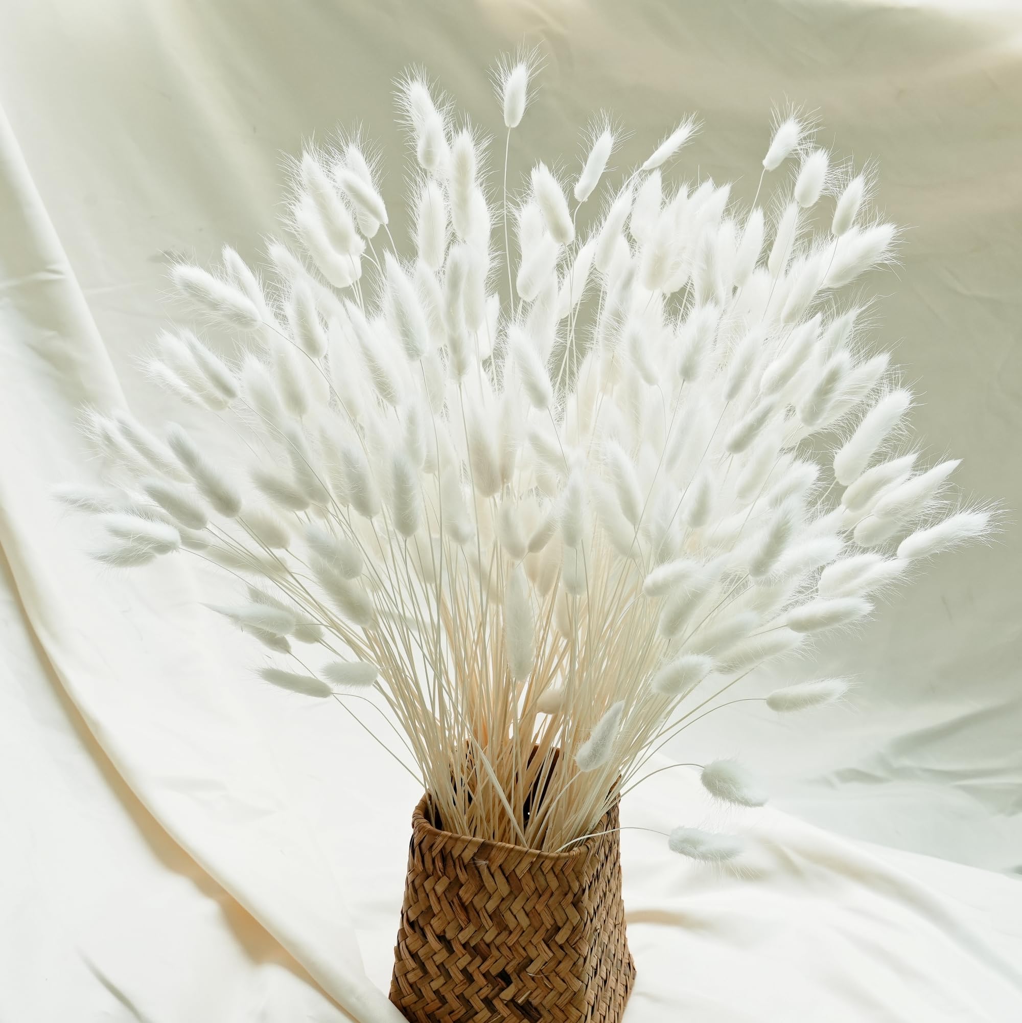 120pcs White Pampas Grass & Dried Flowers Set, 14-17" Small Dried Bouquet with Strawflowers & Reed Grass, Elegant All-White Vase Filler for Boho Home Decor, Modern Wedding & Bridal Shower (No Vase)
