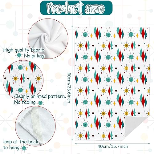 Miniatura 2 de Lebsitey Toallas de cocina modernas de mediados de siglo, 2 toallas de cocina absorbentes de diamante para cocinar, hornear, decoración del hogar,