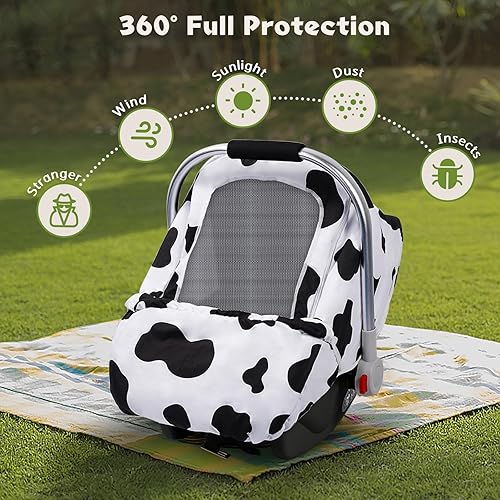 Miniatura 5 de Funda de asiento de automóvil para bebé, funda de asiento de automóvil Minky Dot, toldo universal para asiento de automóvil infantil con ventana de