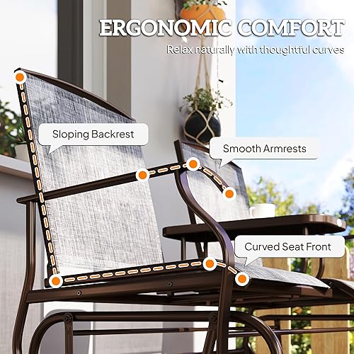 Miniatura 8 de Outsunny sillón de dos cuerpos deslizable con mesa central incluida para exteriores, con tela de malla