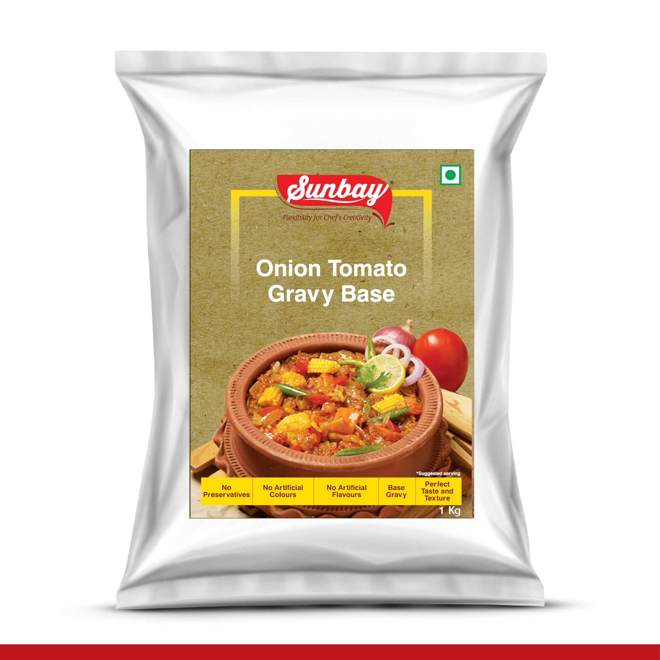 Sunbay Onion Tomato All Purpose Masala Gravy Base 1Kg (Veg Mix, Upto 10 Servings)| Ready to Cook Gravy Paste with Blended Spices| No Preservatives or Artificial Colors| Indian and Mughlai Delicacies