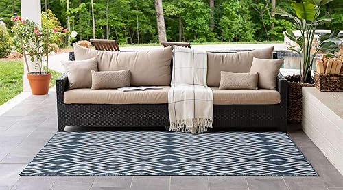 Miniatura 4 de Jill Zarin Outdoor Collection - Alfombra de área - Turcas y Caicos (5 pies 3 pulgadas x 8 pies, rectangular, azulmarfil)