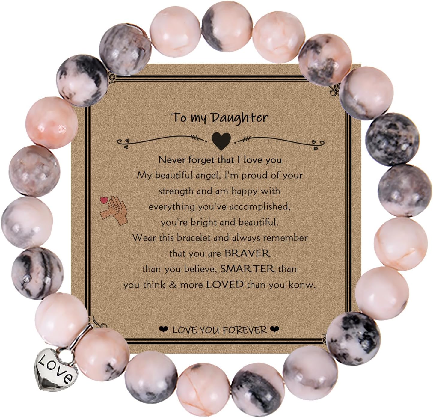 jecxucciTo My Daughter Bracelet, Birthday Back to School Halloween Christmas Gifts for Girls, Initial Bracelets for Teen Girls Women, Jewelry Gifts for Teenage Teen Girls