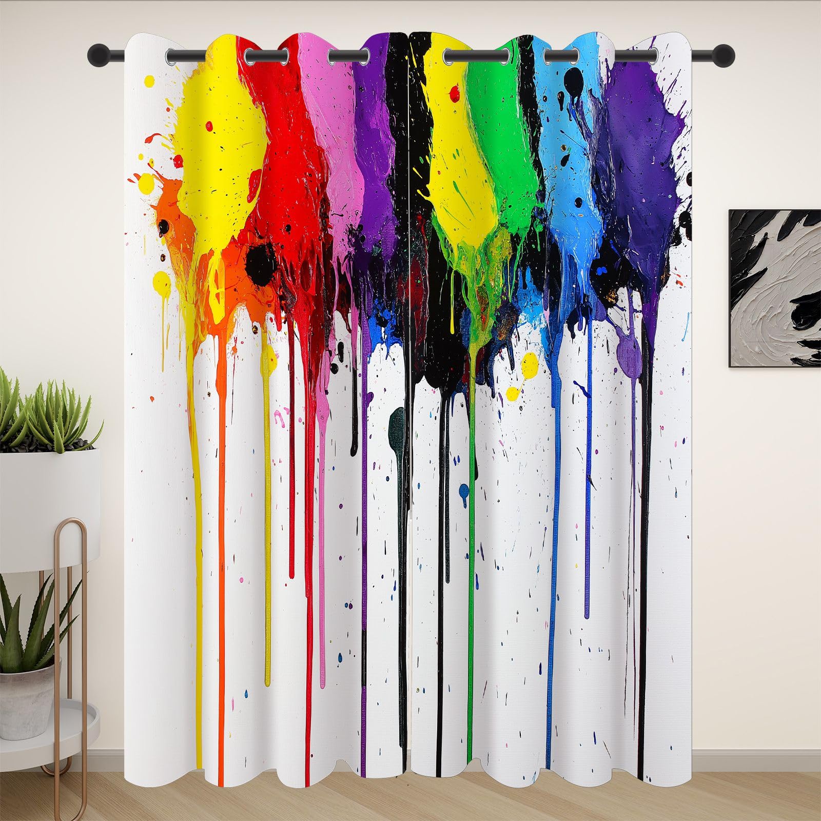 Rideau occultant thermique bloque la lumière lot de 2 rideaux graffiti 245x140cm
