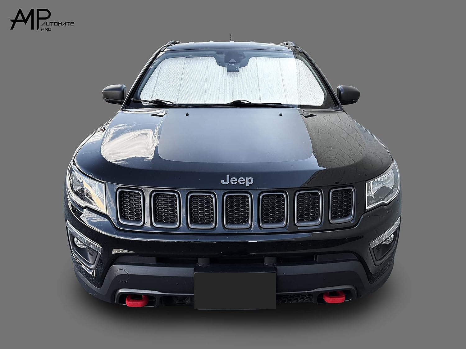 Custom Fit Windshield Foldable Sunshade for 2017 2018 2019 2020 2021 2022 2023 2024 2025 2026 Jeep Compass SUV, Compact Block UV Rays Visor Protector Folding Dual-Purpose (Made in USA)
