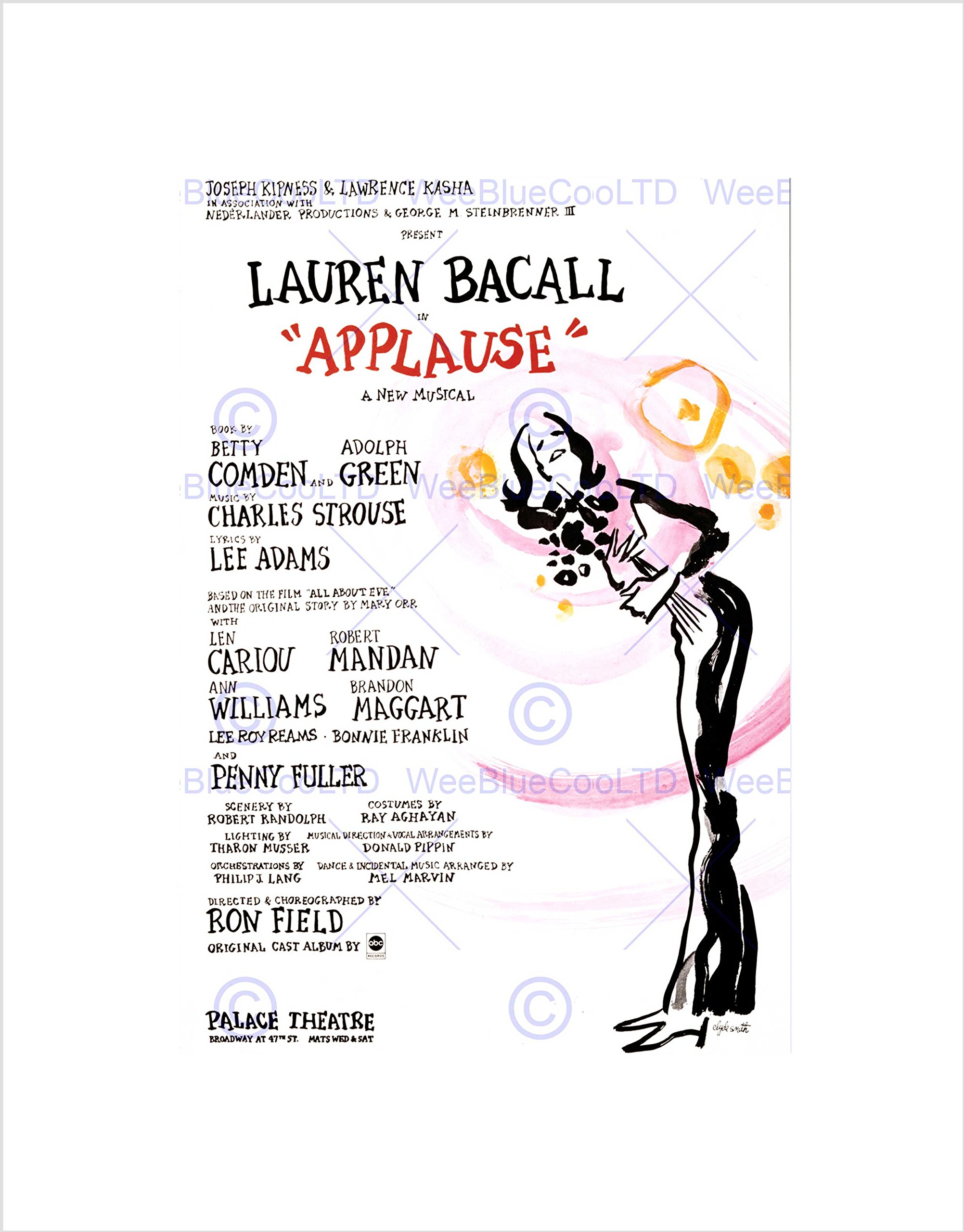 Wee Blue CooTheatre Stage Play Applause Lauren Bacall Wall Art Print