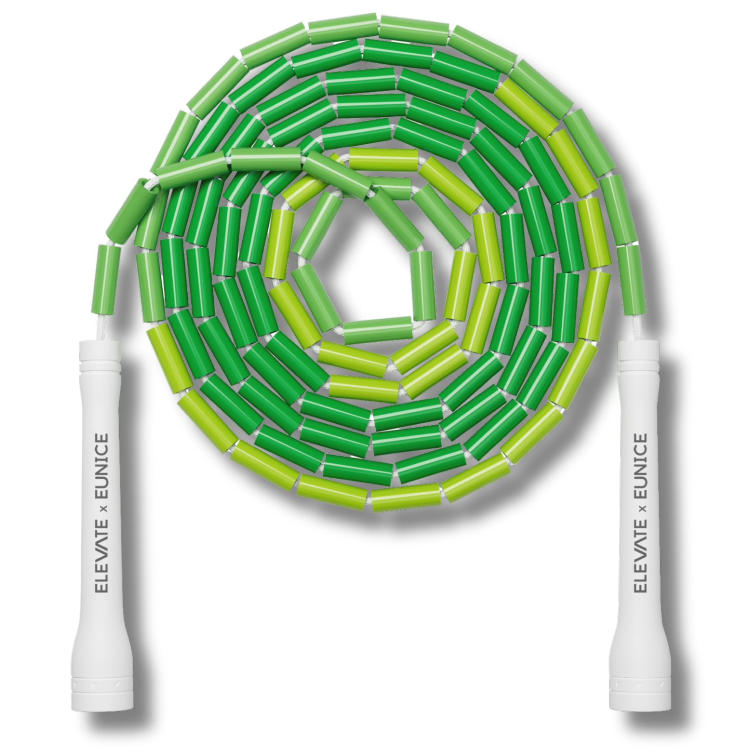 Elevate Rope Bead Skipping Rope Adjustable 3m with Free Training App - Tangle-Free, Ideal for Rhythm, Control & Cardio (Green/White)