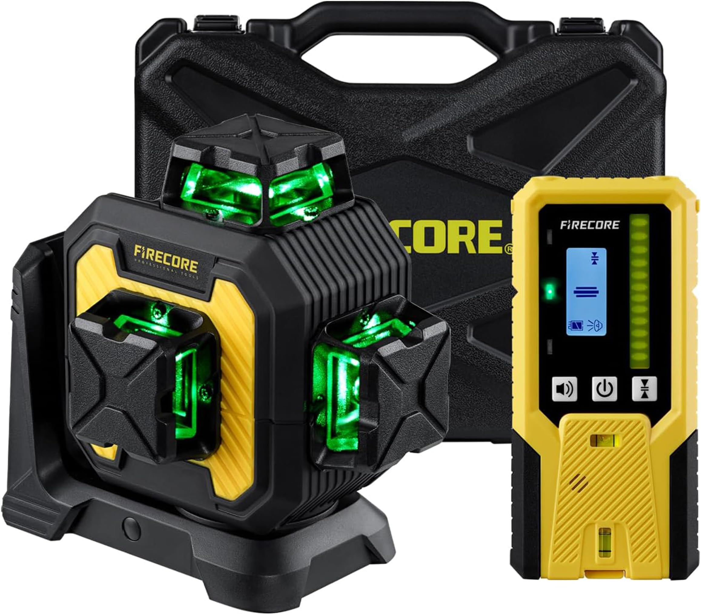 建築レーザー Amazon | Firecore レーザー墨出し器 3D フルライン グリーンレーザー