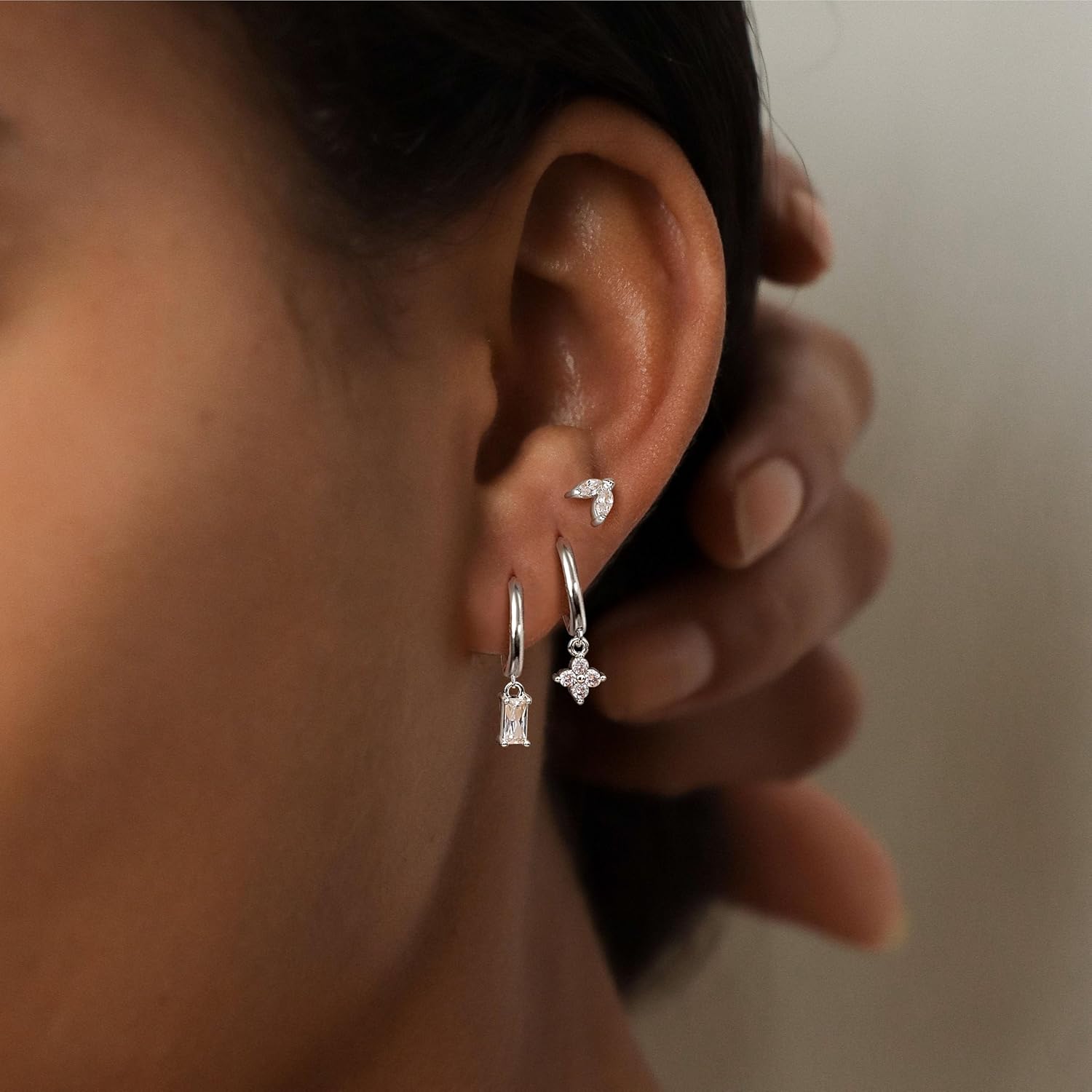 Sterling Silver Post Earrings for Women - Hypoallergenic Cartilage Earrings Dainty 14K Gold Plated Stud Huggie Hoop Earrings Dangle Chain Earrings Gold Plated Jewelry - Image 6