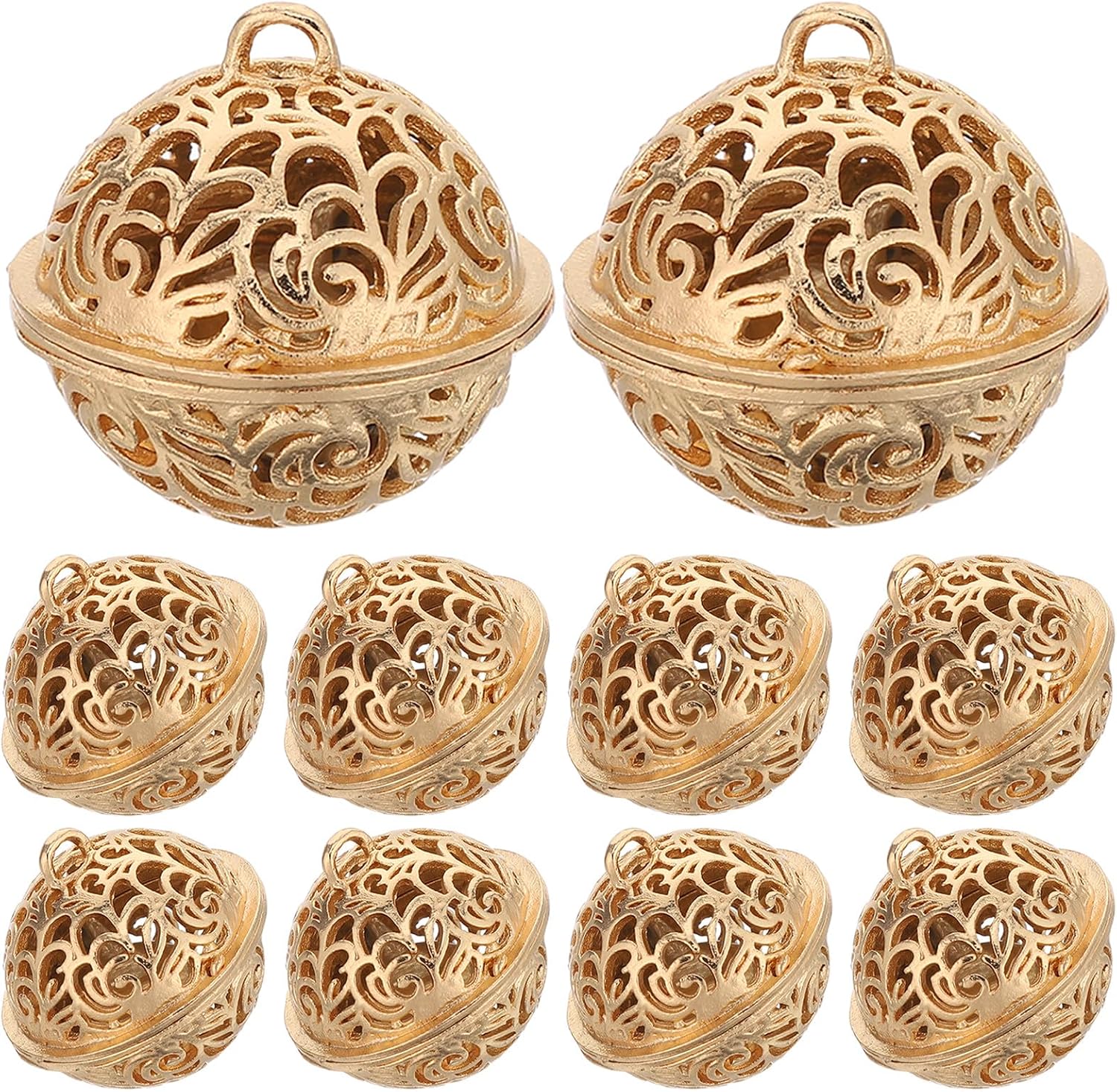 Gadpiparty 10pcs Electroplated Jingle Bells: 1" Hollow Small Hanging Bells Golden for DIY Crafts Wedding Favors Pet Training Home Decoration Christmas Tree Pendants