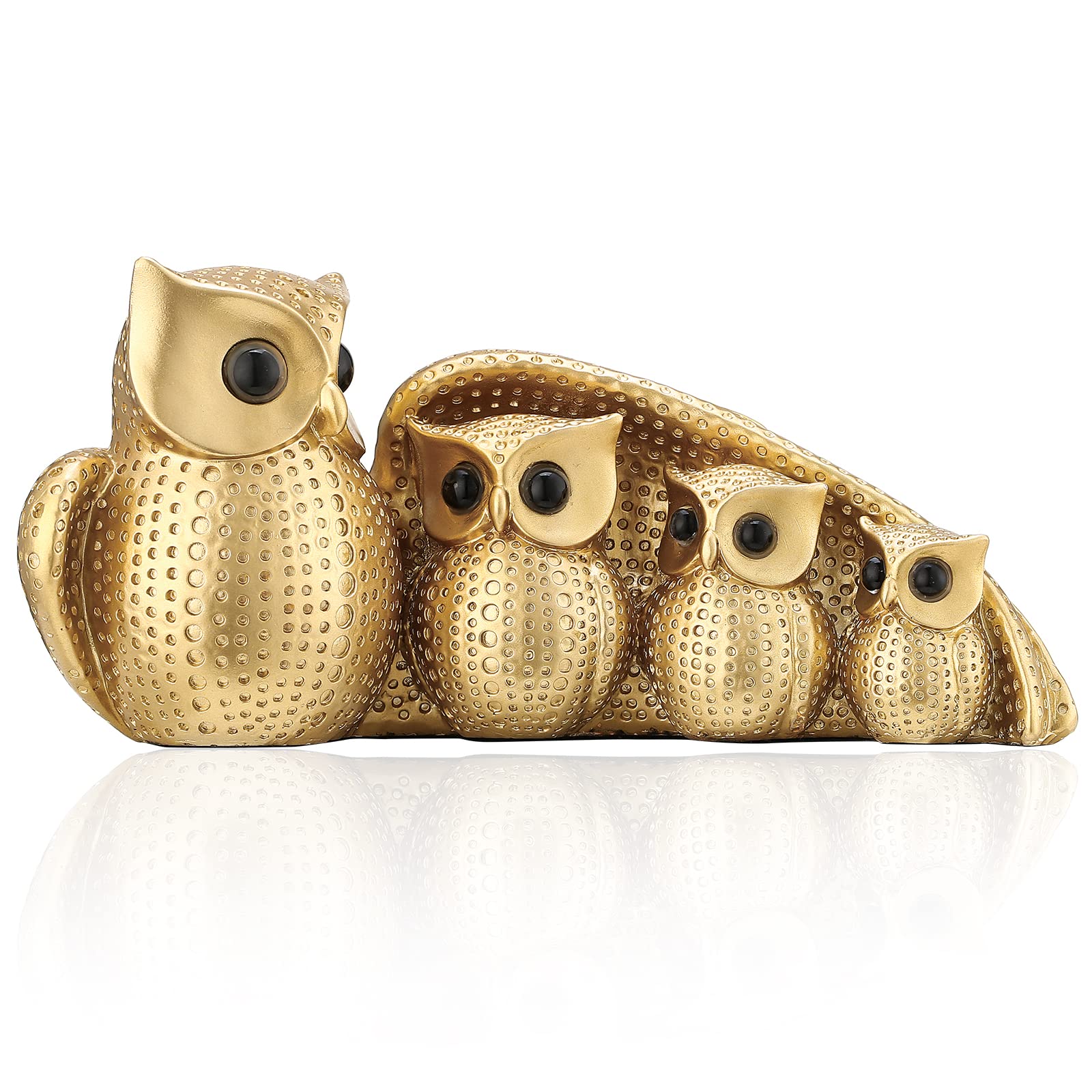 ZJ Whoest Owl Statue Gold Home Decor Owl Figurines for Bookshelf Shelf Table Desk Bedroom Living Room Office TV Stand Decorations Owl Gifts for Owls Lovers