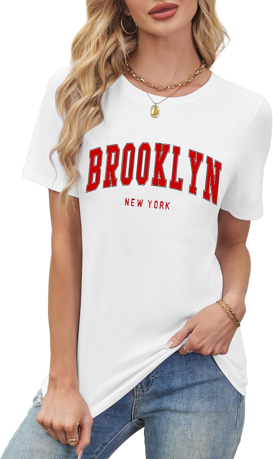 Avanova Womens Graphic Letter Print Short Sleeve T-Shirts Crewneck Casual Summer Cute Tees Tops - Image 2