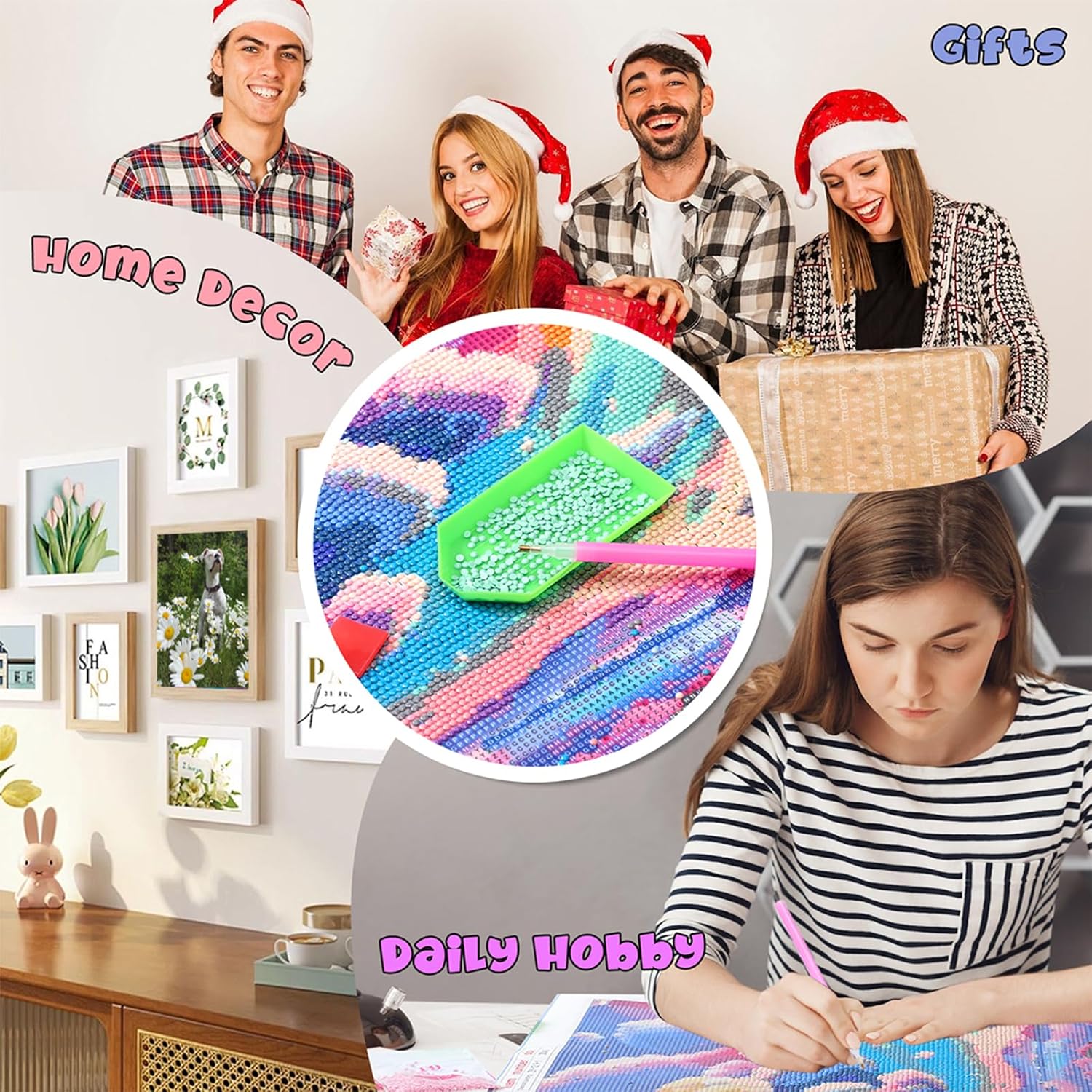 Boxer Dog White Daisies Diamond Painting Kits for Adults, Dog DIY 5D Diamond Painting Arts Craft for Home Wall Decor Birthday Gifts 12x16inch