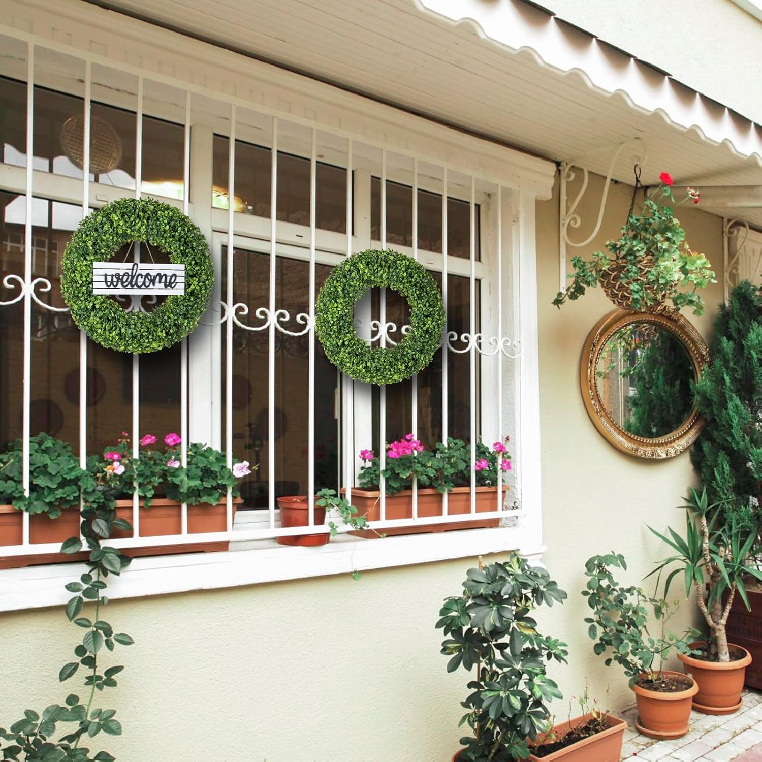 Wreaths, 20" Wreath, Boxwood Wreaths for Front Door, for Spring, Summer, Fall or Winter Wreath,Used for Farmhouse, Room Indoors,Outdoors, corridors, Offices. (Green) - Image 7