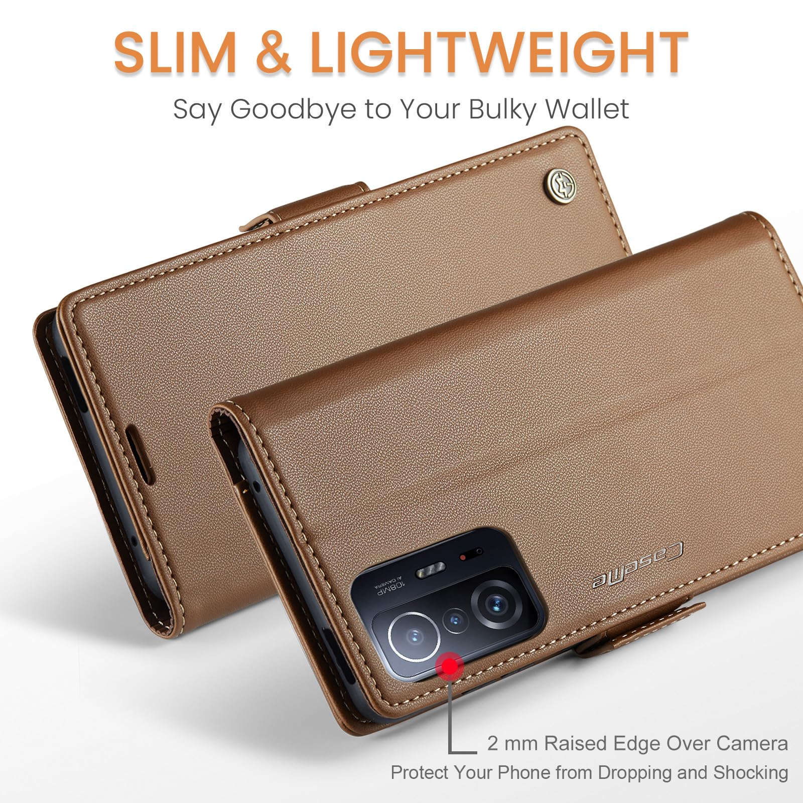 Phernykas Cover per Xiaomi 11T Pro Custodia Portafoglio [Blocco RFID] Premium Pelle PU [Magnetica] Wallet Libro con Porta Carte Slot Supporto Flip Case per Xiaomi 11T, Marrone