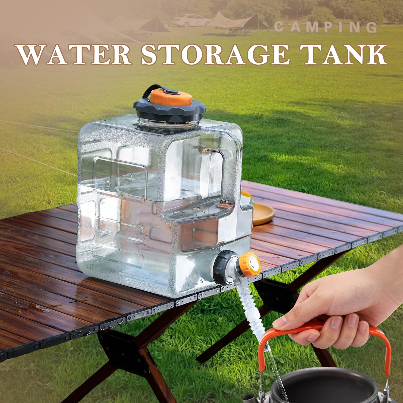 Contenedor de agua de 12 litros con grifo, contenedor de agua portátil para camping, transportador de agua sin BPA, tanque de almacenamiento de agua fácil de limpiar, para el hogar, camping al