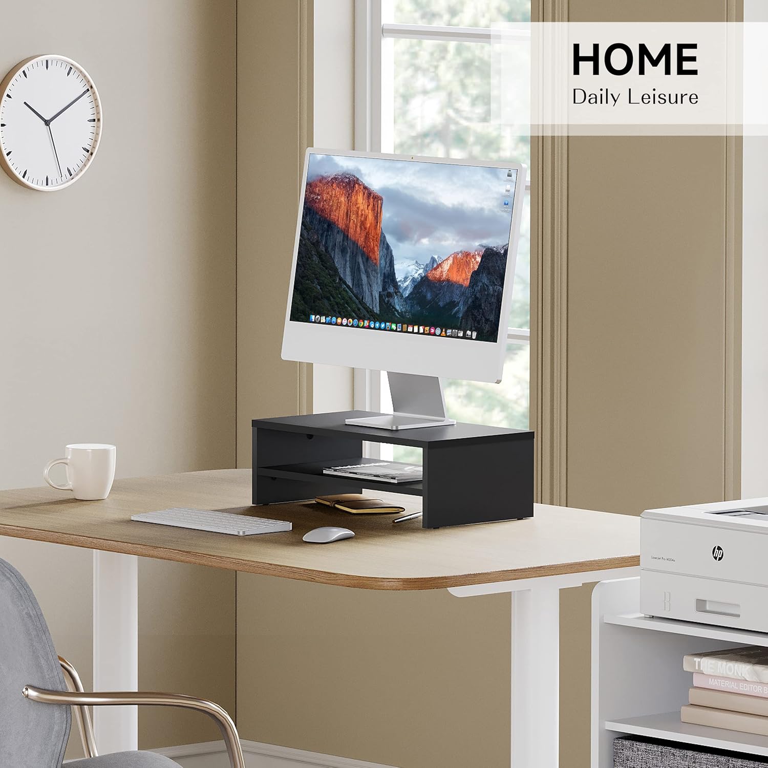 FITUEYES Computer Monitor Riser Stand Clamp Desktop Stand Workspace Organizer 2-Pack DT204202WB