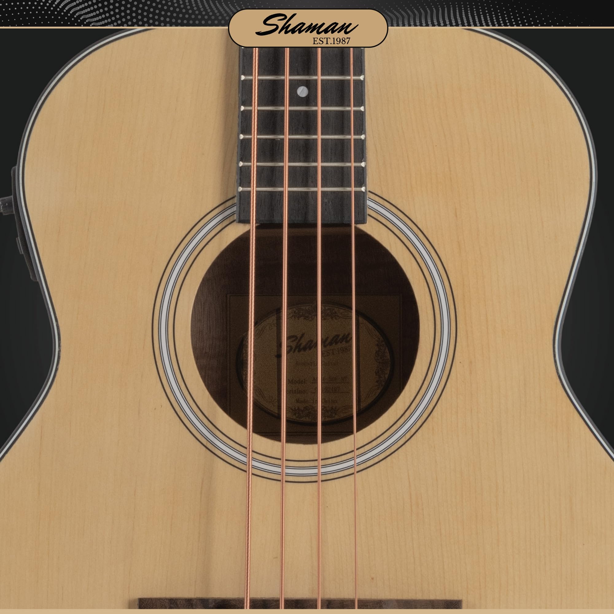 Shaman ABM4-50E-NT Akustik Bass 4-Saiter - kompakter Short-Scale Bass mit eingebautem Tonabnehmer, Piezo-Elektronik & Stimmgerät, Mahagoni & Fichte Korpus, ideal für Bühne & Zuhause - Natur