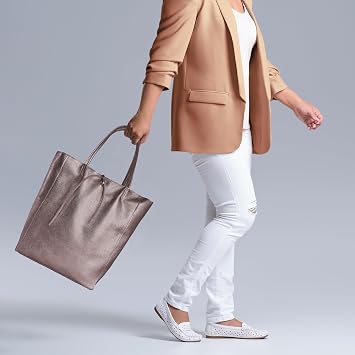 Genuine Italian Leather Tote Bag for Women, Large Purse (Bronze)