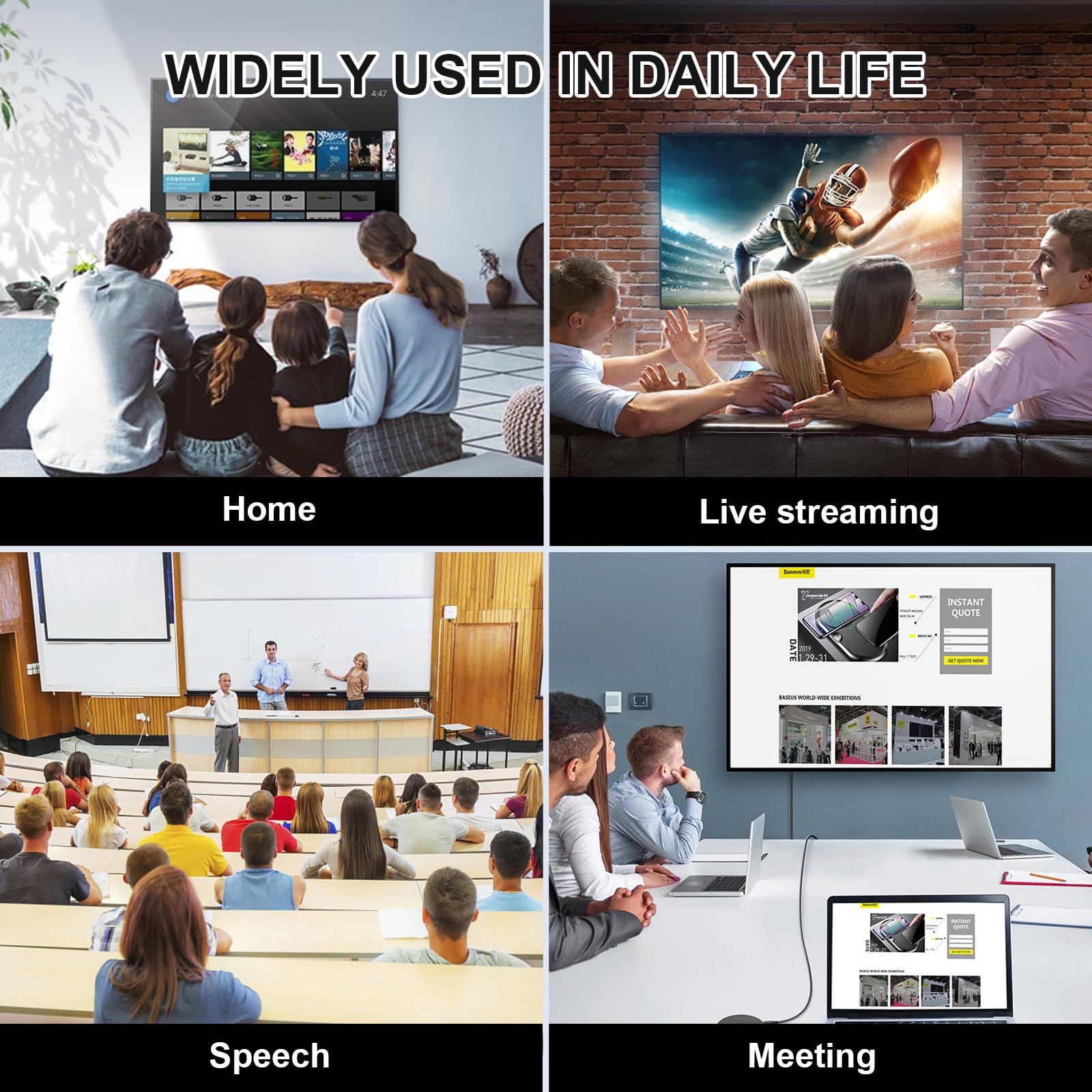 Trasmettitore e ricevitore HDMI wireless, extender HDMI aggiornato 2025 60M, decodifica 4K ingresso 1080P uscita, Plug&Play HDM I wireless portatile per video e audio su monitor da PC/Laptop/TVBox