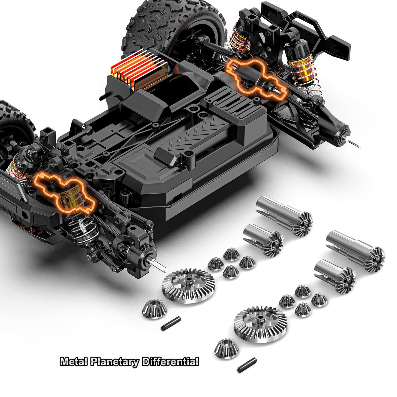 1:18 Scala RC Auto Aggiornamento Accessori Metallo Anteriore Posteriore Dif Completa (2 pz), Aggiornamento Ricambi RC Differenziali Veicolo per 18323 18303